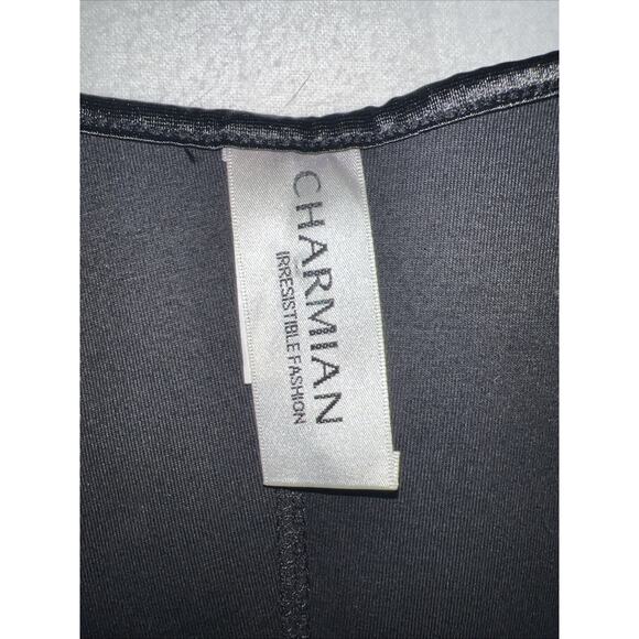 NWT Charmiane Waist Trainer Corset Cinched Black Latex Size 6 XL Bone Ribbing - Picture 2 of 7